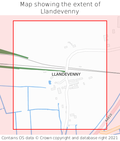 Map showing extent of Llandevenny as bounding box
