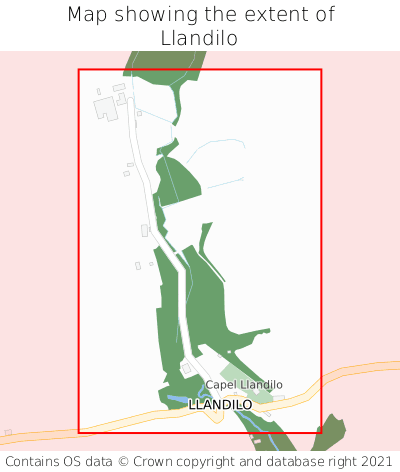 Map showing extent of Llandilo as bounding box
