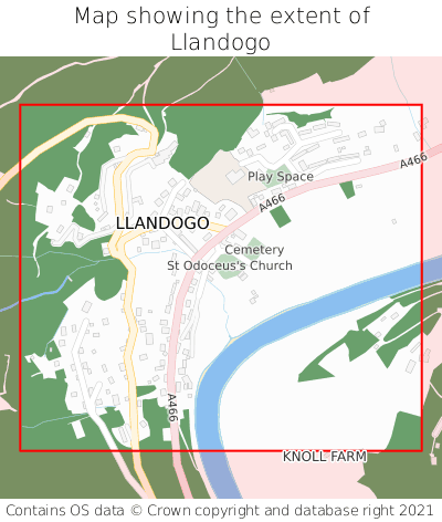 Map showing extent of Llandogo as bounding box