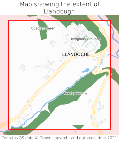 Map showing extent of Llandough as bounding box