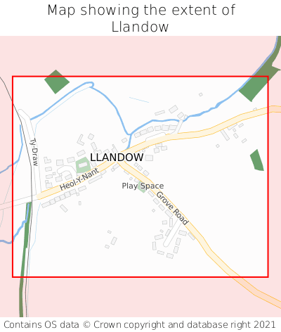 Map showing extent of Llandow as bounding box
