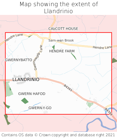 Map showing extent of Llandrinio as bounding box