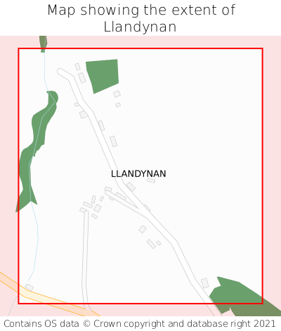 Map showing extent of Llandynan as bounding box