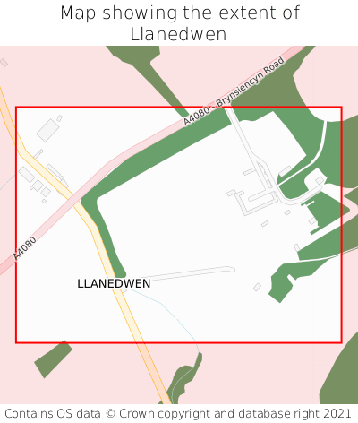 Map showing extent of Llanedwen as bounding box