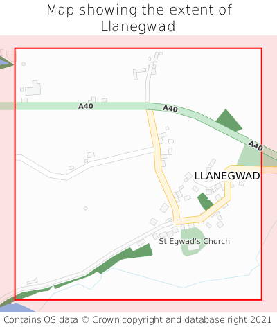 Map showing extent of Llanegwad as bounding box