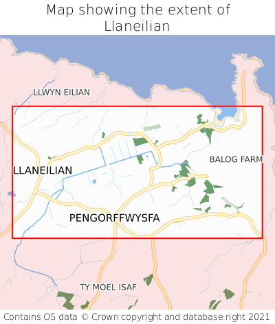 Map showing extent of Llaneilian as bounding box