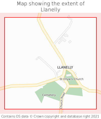 Map showing extent of Llanelly as bounding box