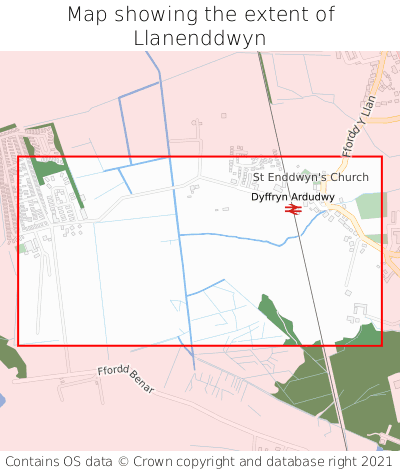 Map showing extent of Llanenddwyn as bounding box
