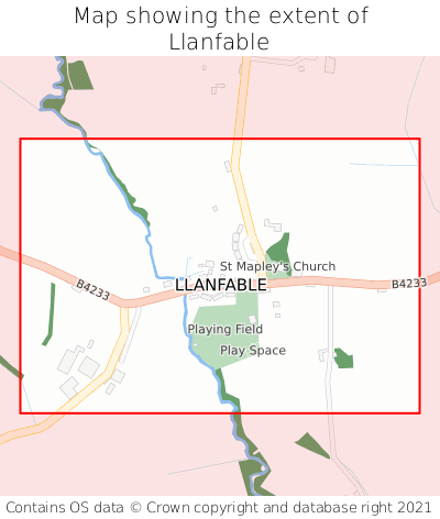 Map showing extent of Llanfable as bounding box
