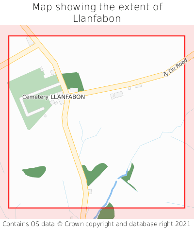 Map showing extent of Llanfabon as bounding box