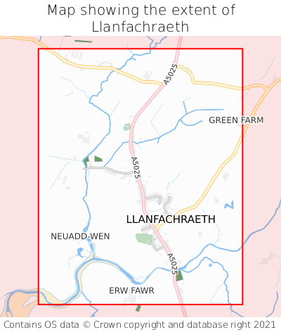 Map showing extent of Llanfachraeth as bounding box