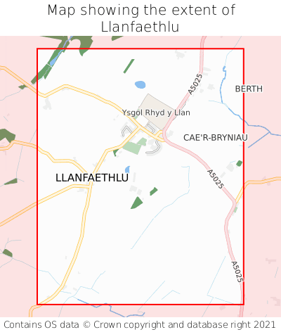 Map showing extent of Llanfaethlu as bounding box