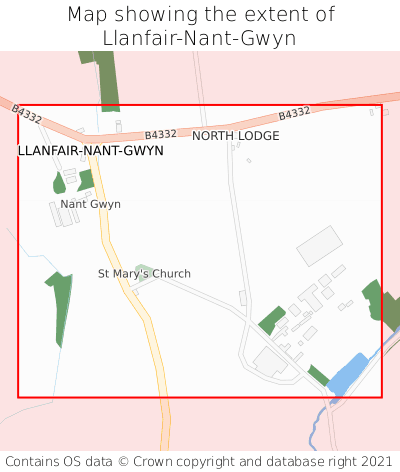 Map showing extent of Llanfair-Nant-Gwyn as bounding box