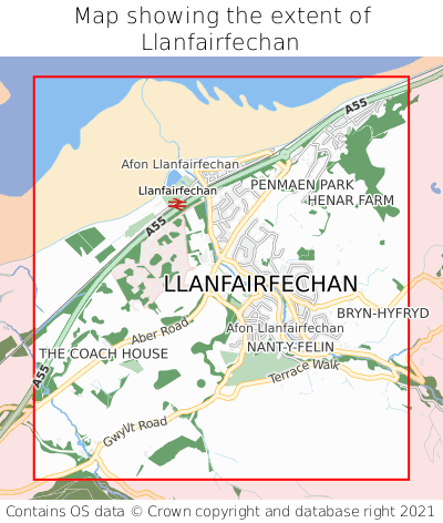 Map showing extent of Llanfairfechan as bounding box