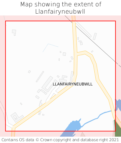 Map showing extent of Llanfairyneubwll as bounding box