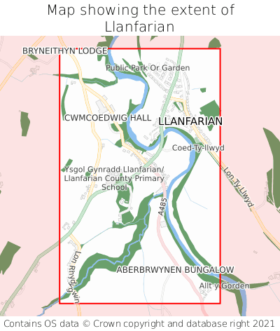 Map showing extent of Llanfarian as bounding box