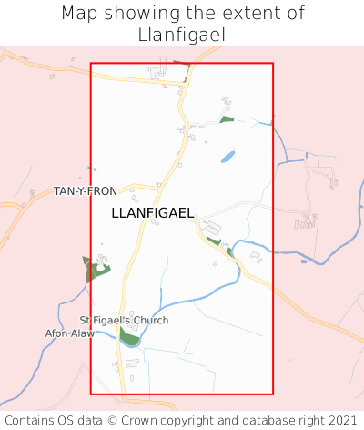 Map showing extent of Llanfigael as bounding box