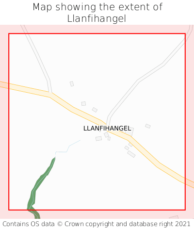 Map showing extent of Llanfihangel as bounding box