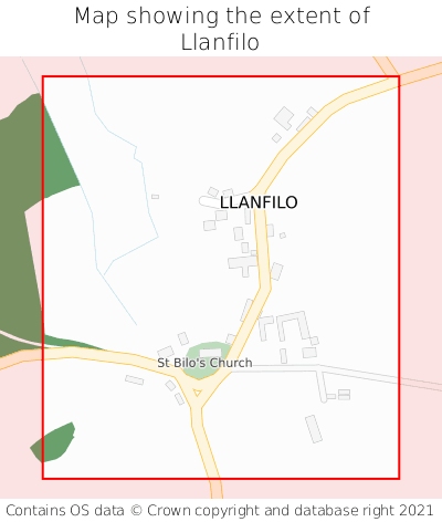 Map showing extent of Llanfilo as bounding box