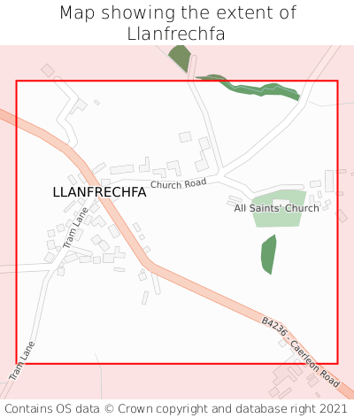 Map showing extent of Llanfrechfa as bounding box