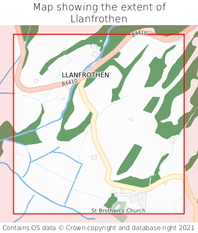 Map showing extent of Llanfrothen as bounding box