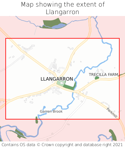 Map showing extent of Llangarron as bounding box