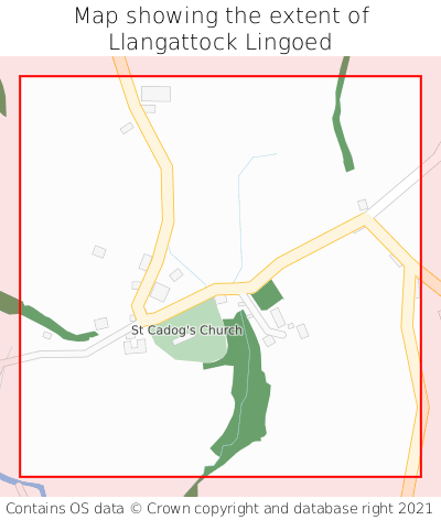 Map showing extent of Llangattock Lingoed as bounding box