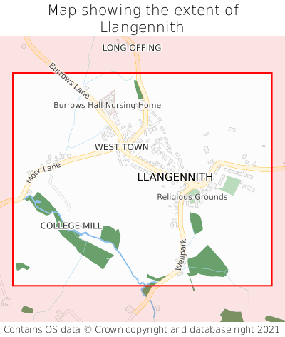Map showing extent of Llangennith as bounding box