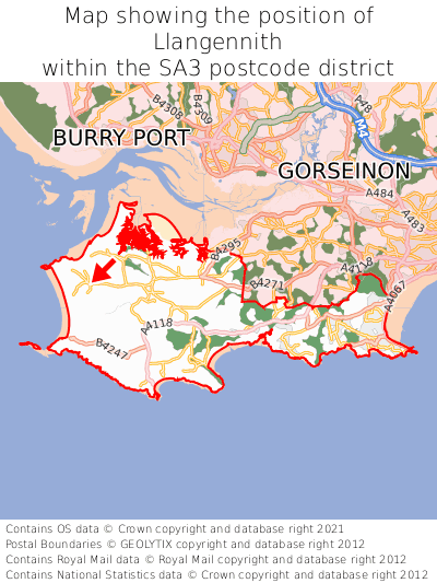 Map showing location of Llangennith within SA3