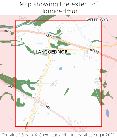 Map showing extent of Llangoedmor as bounding box