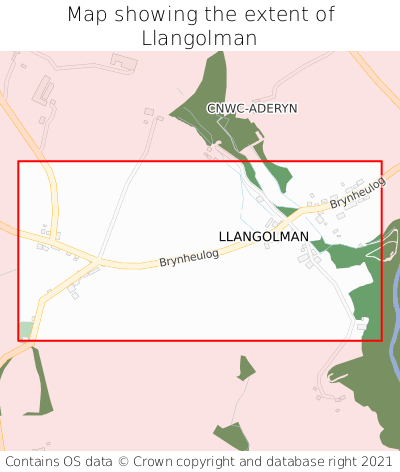 Map showing extent of Llangolman as bounding box