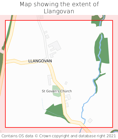 Map showing extent of Llangovan as bounding box