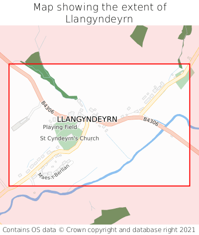Map showing extent of Llangyndeyrn as bounding box