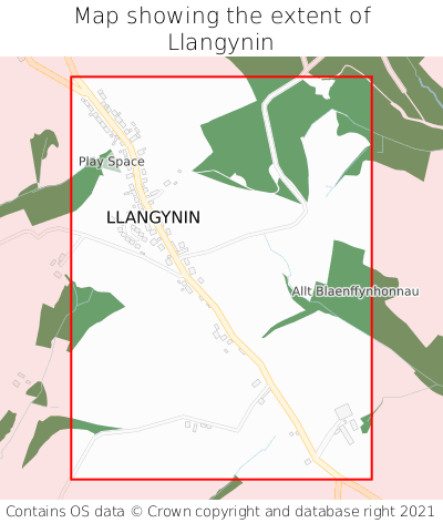 Map showing extent of Llangynin as bounding box