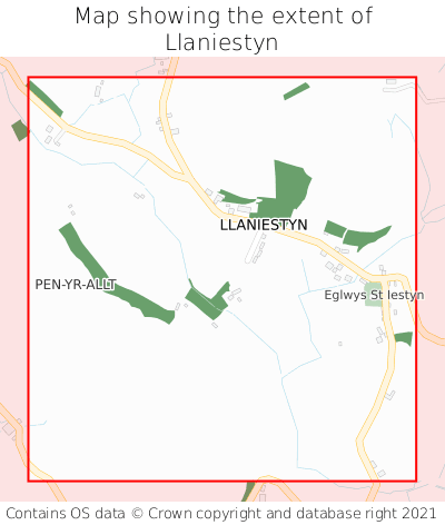 Map showing extent of Llaniestyn as bounding box