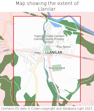 Map showing extent of Llanilar as bounding box