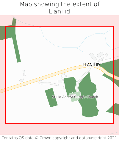 Map showing extent of Llanilid as bounding box