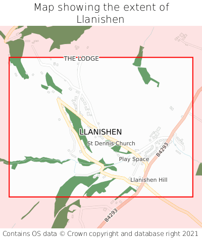 Map showing extent of Llanishen as bounding box