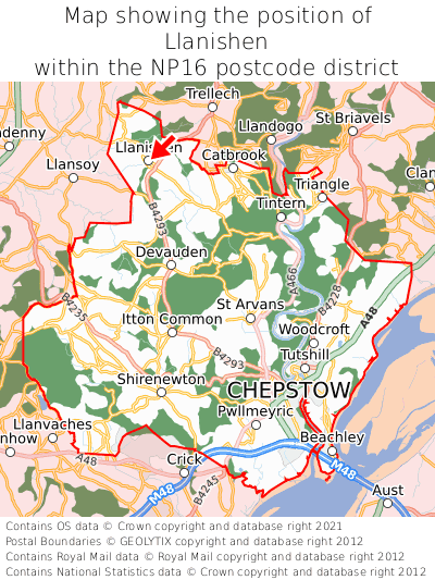 Map showing location of Llanishen within NP16