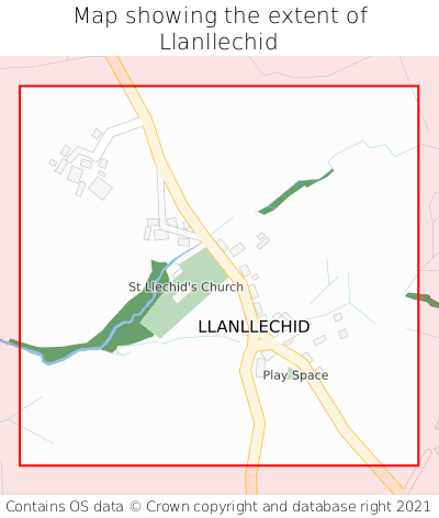 Map showing extent of Llanllechid as bounding box