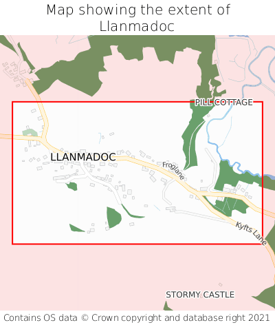 Map showing extent of Llanmadoc as bounding box