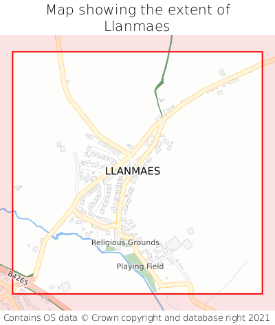 Map showing extent of Llanmaes as bounding box