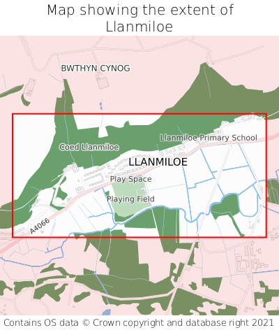 Map showing extent of Llanmiloe as bounding box