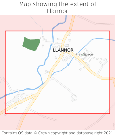 Map showing extent of Llannor as bounding box