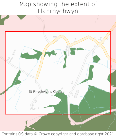 Map showing extent of Llanrhychwyn as bounding box