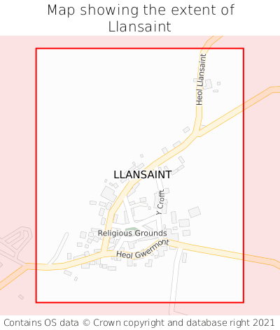 Map showing extent of Llansaint as bounding box