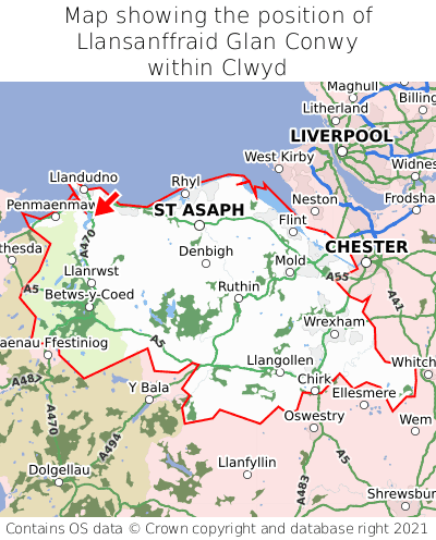 Map showing location of Llansanffraid Glan Conwy within Clwyd