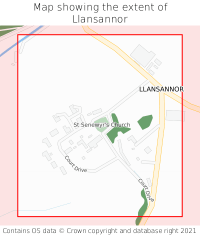 Map showing extent of Llansannor as bounding box