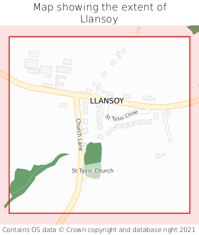Map showing extent of Llansoy as bounding box