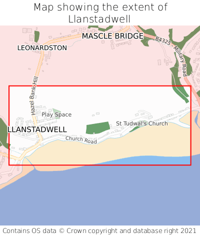 Map showing extent of Llanstadwell as bounding box